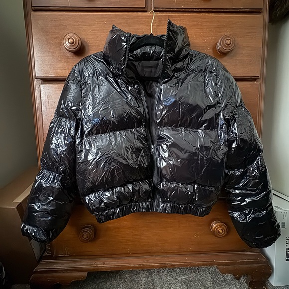 Shiny Black Puffer Jacket - Picture 1 of 1